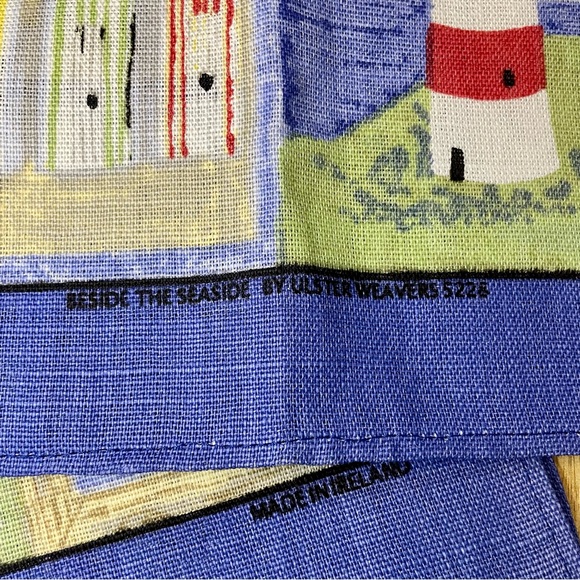 Vintage 100% Pure Irish Linen Tea Towels Made in Ireland “Beside the Seaside” - Picture 5 of 11